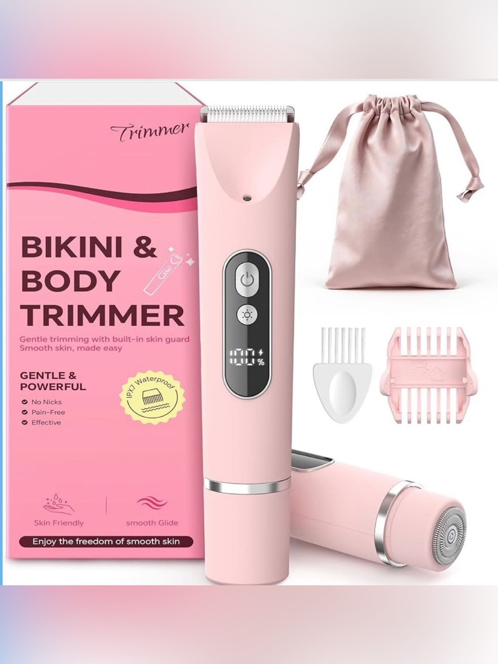 Pink Women's Bikini & Body Trimmer — Rechargeable Precision Shaver